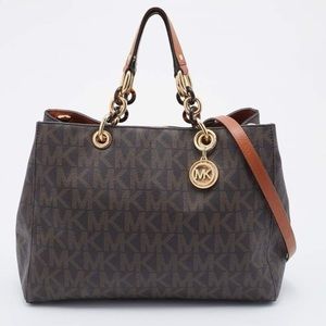 Michael Kors Brown Signature Coated Canvas Medium Cynthia Tote
